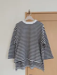 nest Robe　コットンボーダーフレンチシックプルオーバー /black
