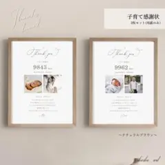 【11】❇︎子育て感謝状❇︎ナチュラルブラウン 2枚セット【A4/2L/ハガキ】