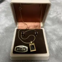 天然石 オニックス ネックレス イヤリング セット シンプル