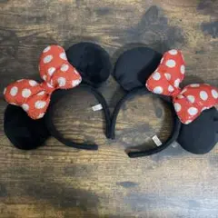 ミニー ディズニー カチューシャ リボン 赤 レッド スパンコール