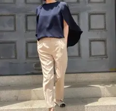 L'ECRIN cape tops ネイビー ブラウス