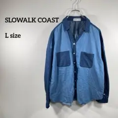 SLOWALK COAST デニム風切り返しシャツ秋ゆったりLサイズa284②