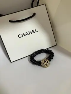 CHANELノベルティ ブラックビーズ ヘアゴム