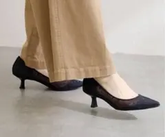 ル タロン　パンプス　ポインテッドチュールドットパンプス