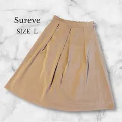Sureve フレアスカート ひざ丈 プリーツデザイン きれいめ 大人可愛い L