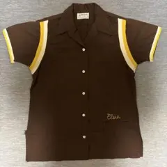 【ヴィンテージ】Hilton 70sブラウン ボウリングシャツ シャツ 36