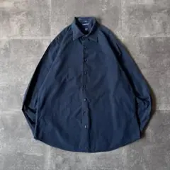2007年製 OLD GAP 長袖シャツ XL 細ストライプ ネイビー A313