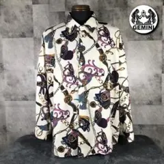 ★ good design ★ スカーフ柄 ゴージャス 総柄 ポリシャツ テロ感