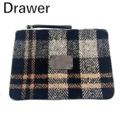 ドゥロワー Drawer ノベルティクラッチバッグ チェック柄 フェルト レザー