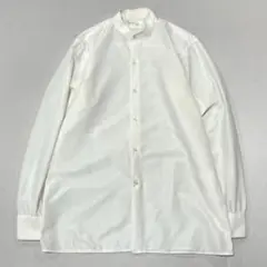 90s フランス製 ポリアミド L/S バンドカラーシャツ 光沢 立体裁断
