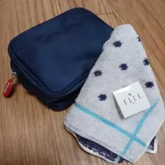 新品！ELLE未使用ポーチ&タオルハンカチ