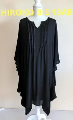 1420 【美品】HIROKO BISヒロコビス 13AB ブラックワンピース