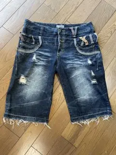 sorridere デニム　ハーフパンツ　ショートパンツ　ダメージ加工　W82