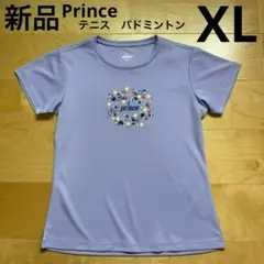 プリンス　テニス　バドミントン　半袖Tシャツ　ハート柄　紫　ラベンダー　XL新品