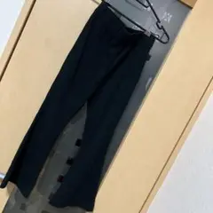 140cmリブ編み ブラック フレアパンツ