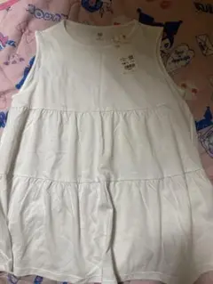 【新品】UNIQLO スムースコットン ティアードTシャツ ノースリーブ
