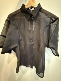 お値下げ.STYLEMXER.シースルー半袖シャツ ブラック