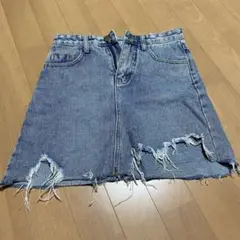 デニムミニスカート フリンジ加工