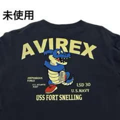 アヴィレックス ロンt 厚手 デカロゴ ワッペンロゴ アップリケロゴ 黒 M