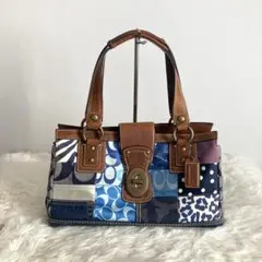 コーチ ハンドバッグ トートバッグ パッチワーク シグネチャー 肩掛け可能