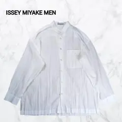 【美品】ISSEY MIYAKE MEN 90's ノーカラー プリーツシャツ
