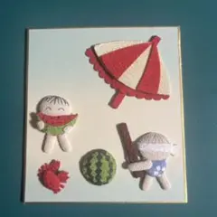 ちりめん押絵　夏　ハンドメイド