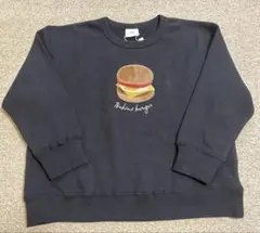 新品 シシュノン ハンバーガー刺繍 ボア 黒 トレーナー 120 月見バーガー