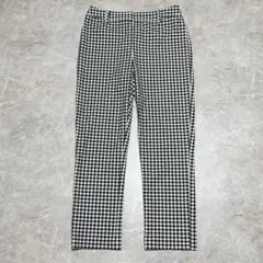 美品＊MOGA クロップドパンツ 2 ブラック ギンガムチェック ストレッチ