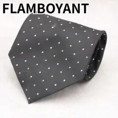 FLAMBOYANT ネクタイ 幾何学模様 ホワイトとゴールドのドット柄
