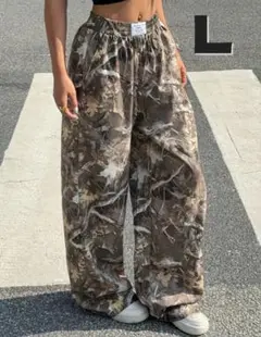 リアルツリー　ワイドパンツ　ミリタリー カモフラ柄　体型カバー　ストリート