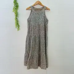 【JEUNE】 ロングワンピース ノースリーブ 花柄 春夏 体型カバー 可愛い