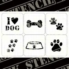 ステンシルシート　【D-15】 犬　Dog　肉球　足跡