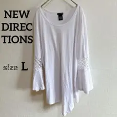 NEW DIRECTIONS ホワイト Tシャツ 【L】デザイン袖