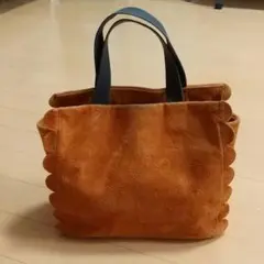 LUDLOW スエード スカラップ トート バッグ オレンジ ラドロー