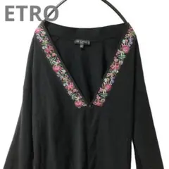 ETRO エトロ 薄手 カーディガン ボレロ トップス 花柄 黒