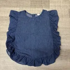 H&M デニムフリル付きノースリーブシャツ 122/128