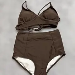 ブラウン ハイウエスト セパレート水着