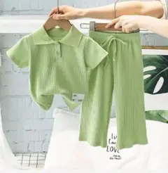 カジュアル グリーン 上下セット 子供服 キッズ 100 部屋着