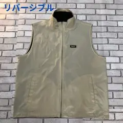 【Paris】リバーシブルベスト 黒×クリーム色 ファスナー ポケット付