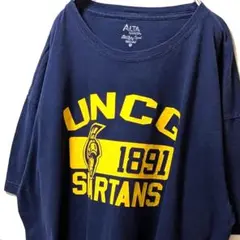アルタグラシア UNCCスパルタンズ ロゴ Tシャツ ネイビー紺色2XL古着