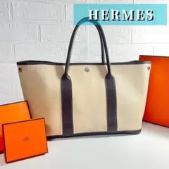 エルメス ガーデンパーティ PM キャンバス マロン トートバッグ 刻印T