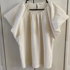 アイボリー 半袖ブラウス L