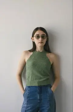 STYLE MIXER スタミキ　パイルアメスリニットトップ　グリーン　フリー