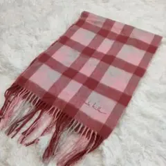 HICOLE HILLER ヒコルヒラー マフラー ピンク チェック柄