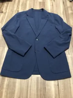 UNIQLO 感動ジャケット シアサッカー ネイビー ストライプ Lサイズ