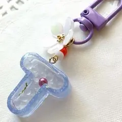 シャカシャカ イニシャルキーホルダー 小【Ｔ】
