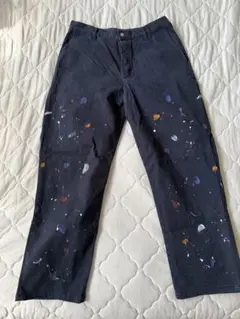 XLARGE ワークパンツ ネイビー ペイント加工