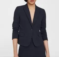 美品☆Theory 23SS シアサッカー ジャケット ウォッシャブル ネイビー