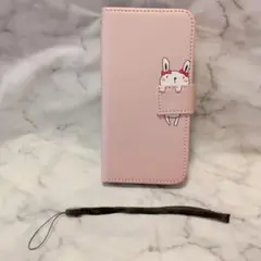 ウサギイラスト付き google Pixel 8 ケース 手帳型 ピンク