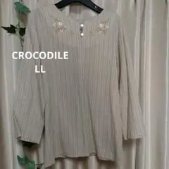 【クロコダイル】チュニック ブラウス LL ベージュ 七分袖 【訳あり】